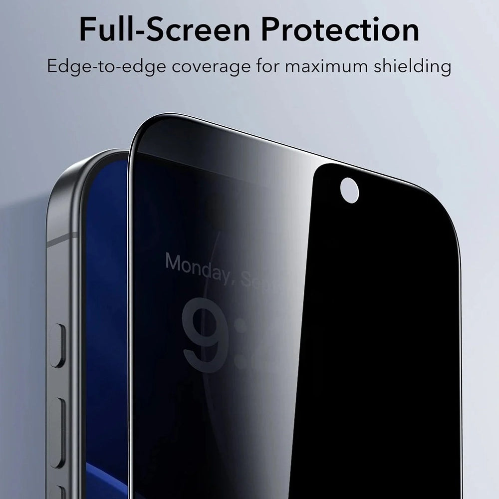 Προστατευτική Μεμβράνη Οθόνης Privacy ESR UltraFit για Apple iPhone 17 / 16 Pro, Ενισχυμένο Γυαλί, Full Glue, Σετ 3 τεμαχίων