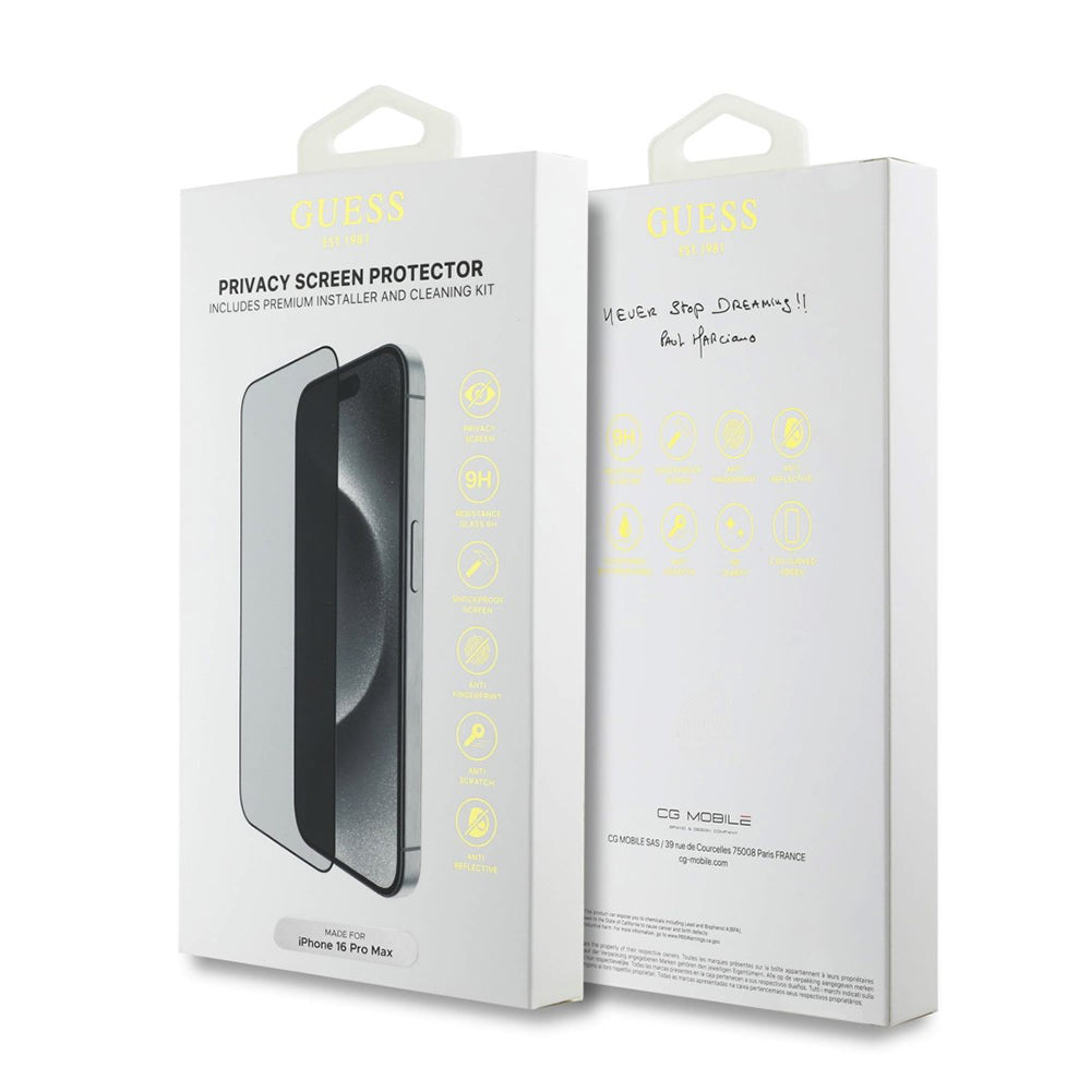 Προστατευτική Μεμβράνη Οθόνης Privacy Guess για Apple iPhone 16 Pro, Ενισχυμένο Γυαλί, Full Glue, 2.5D