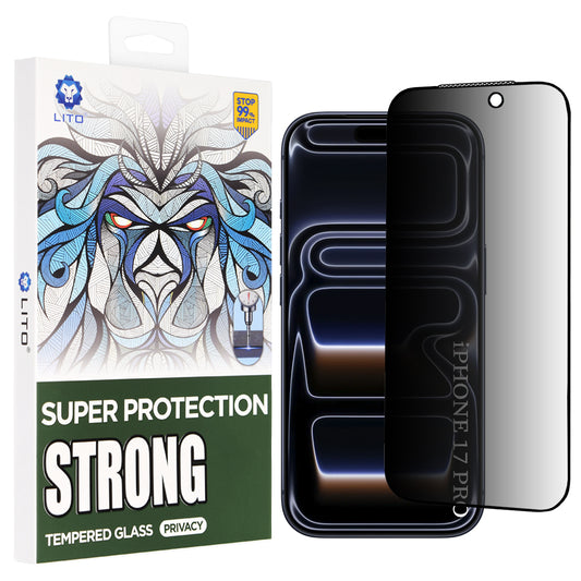 Προστατευτική Μεμβράνη Οθόνης Privacy Lito D+ Max Strong για Apple iPhone 17 Pro, Ενισχυμένο Γυαλί, Full Glue