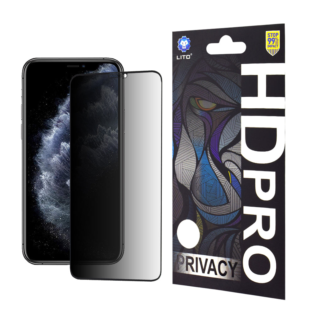 Προστατευτική μεμβράνη οθόνης Privacy Lito HD Pro για Apple iPhone 11 Pro Max / XS Max, Ασφαλισμένο γυαλί, Πλήρης κόλλα