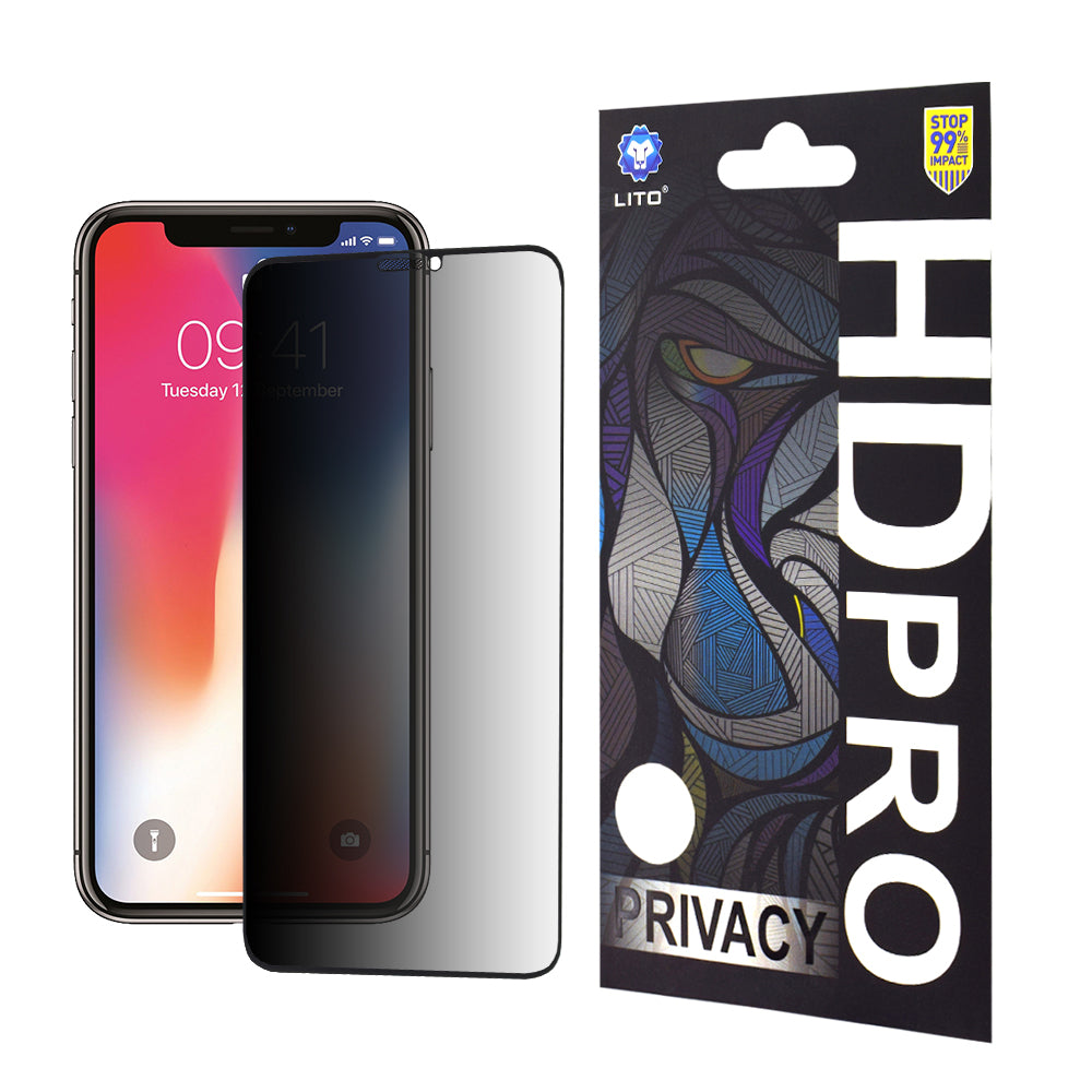 Προστατευτική μεμβράνη οθόνης Privacy Lito HD Pro για Apple iPhone 11 Pro / XS / X, Ασφαλισμένο γυαλί, Πλήρης κόλλα