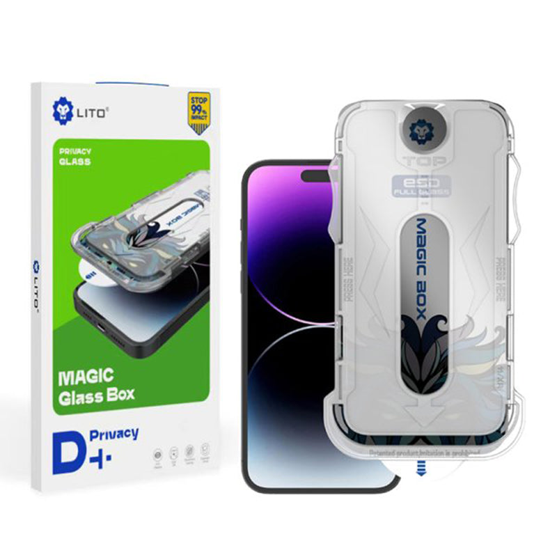 Προστατευτική μεμβράνη οθόνης Privacy Lito Magic Glass Box D+ Tools για Apple iPhone 14 Plus / 13 Pro Max, Ασφαλισμένο γυαλί, Πλήρης κόλλα