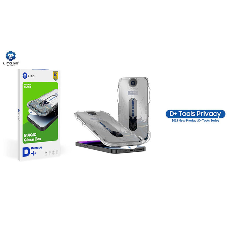 Προστατευτική μεμβράνη οθόνης Privacy Lito Magic Glass Box D+ Tools για Apple iPhone 14 Plus / 13 Pro Max, Ασφαλισμένο γυαλί, Πλήρης κόλλα