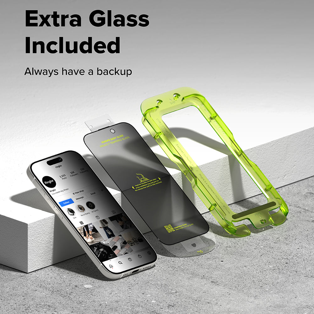Προστατευτική μεμβράνη οθόνης Privacy Ringke Easy Slide για Apple iPhone 17 Pro, ασφαλισμένο γυαλί, πλήρης κόλλα, σετ 2 τεμαχίων