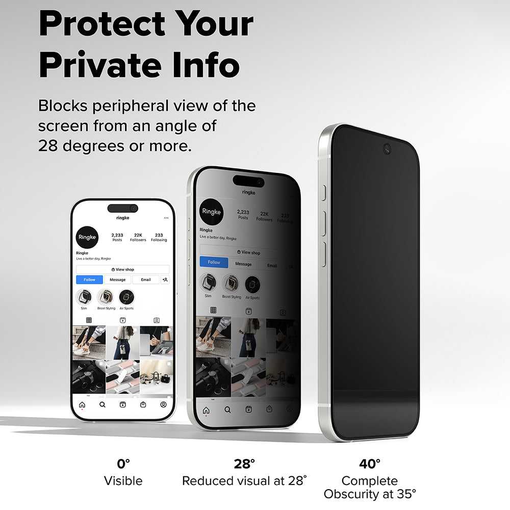 Προστατευτική μεμβράνη οθόνης Privacy Ringke Easy Slide για Apple iPhone 17 Pro, ασφαλισμένο γυαλί, πλήρης κόλλα, σετ 2 τεμαχίων