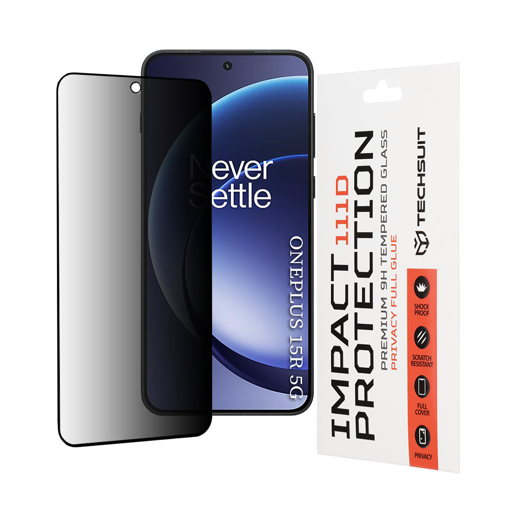 Προστατευτική Μεμβράνη Οθόνης Privacy Techsuit για OnePlus 15R, Ενισχυμένο Γυαλί, Full Glue, 111D