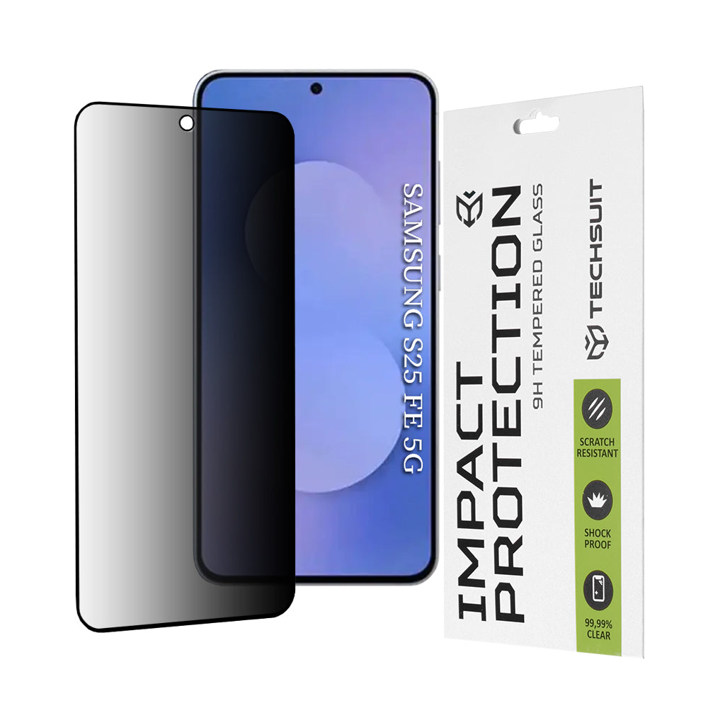Προστατευτική μεμβράνη οθόνης Privacy Techsuit για Samsung Galaxy S25 FE, Ασφαλισμένο γυαλί, Πλήρης κόλλα, 111D