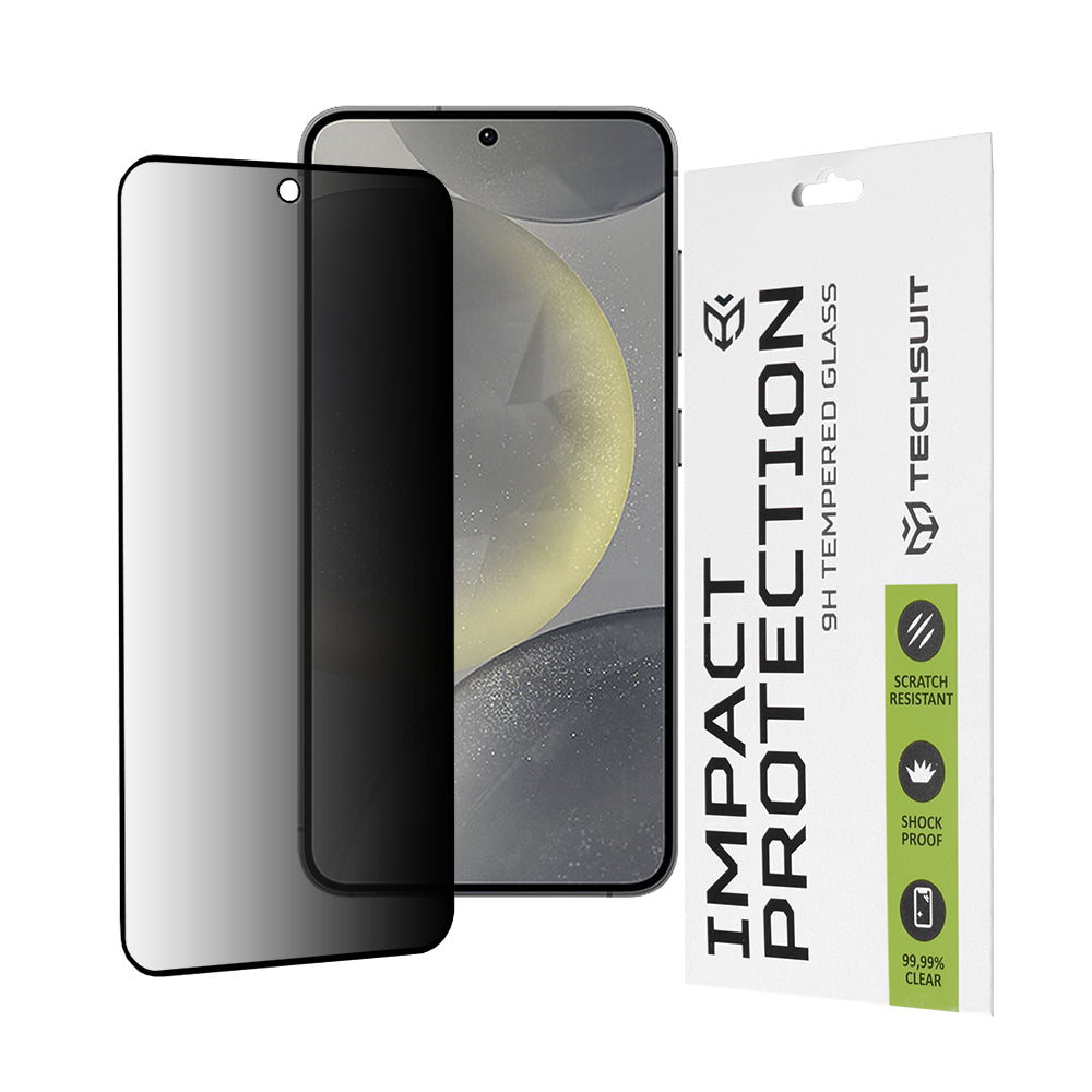 Προστατευτική μεμβράνη οθόνης Privacy Techsuit για Samsung Galaxy S25 S931 / S24 S921, Ασφαλισμένο γυαλί, Full Glue, 111D