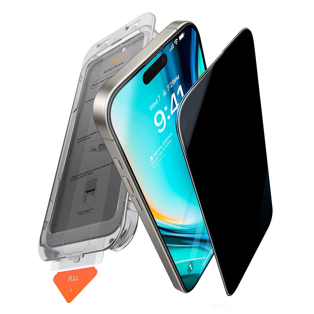 Προστατευτική Μεμβράνη Οθόνης Privacy Torras GlassGo Install Master για Apple iPhone 16 Plus, Ενισχυμένο Γυαλί, Full Glue