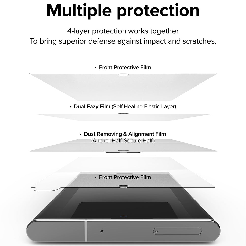 Ringke Dual Easy Screen Protector for Samsung Galaxy S22 Ultra 5G S908, Plastic, Set of 2 Pieces