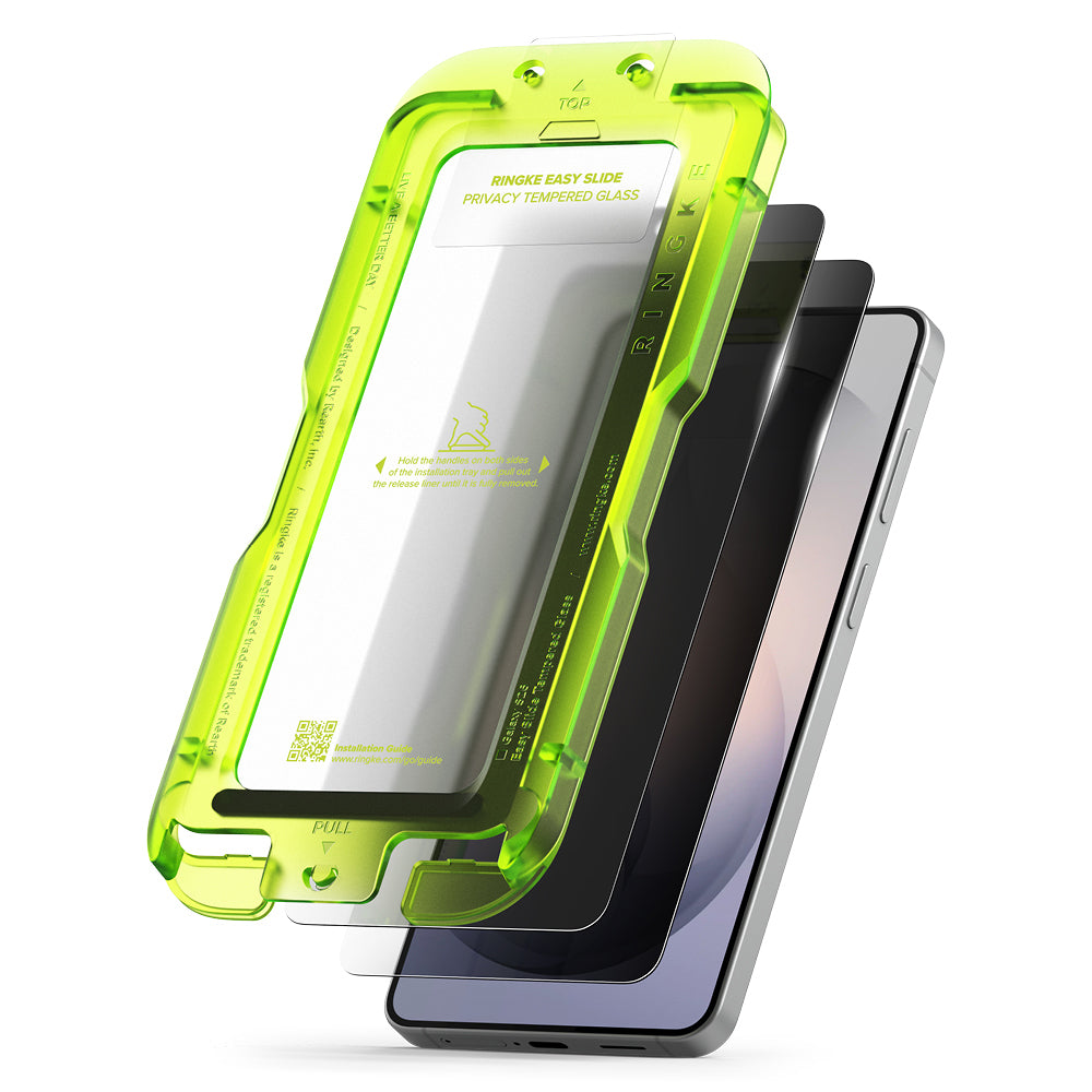 Προστατευτική Μεμβράνη Οθόνης Ringke Easy Slide για Samsung Galaxy S26, Ενισχυμένο Γυαλί, Πλήρης Κόλληση, Σετ 2 τεμαχίων, Μαύρη