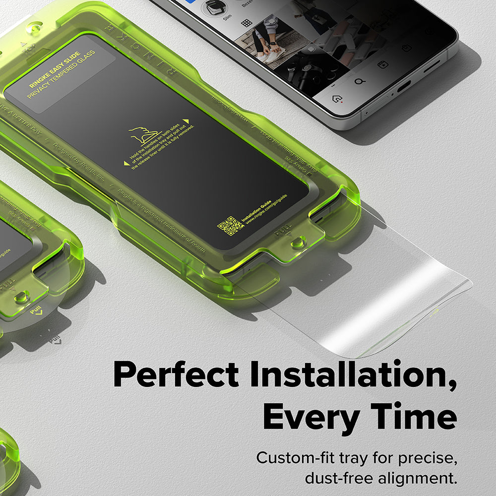 Προστατευτική Μεμβράνη Οθόνης Ringke Easy Slide για Samsung Galaxy S26, Ενισχυμένο Γυαλί, Πλήρης Κόλληση, Σετ 2 τεμαχίων, Μαύρη