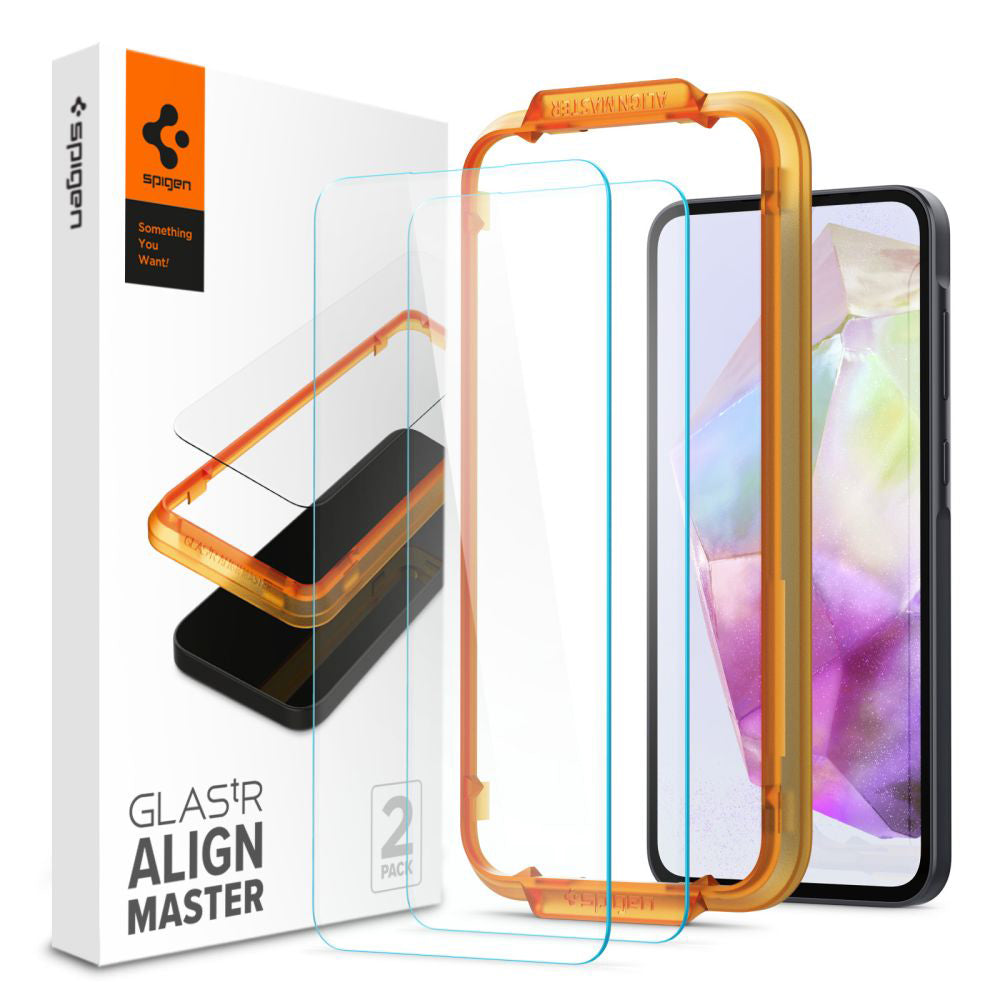 Προστατευτική Μεμβράνη Οθόνης Spigen GlastR Align Master για Samsung Galaxy M35 / A35 5G A356, Ενισχυμένο Γυαλί, Πλήρης Κόλληση, Σετ 2 Τεμαχίων AGL07772