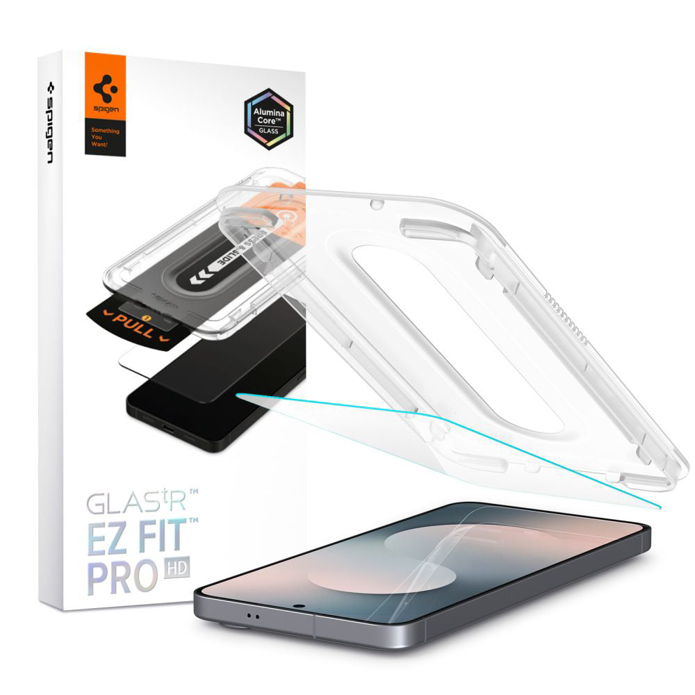 Προστατευτική Μεμβράνη Οθόνης Spigen GlastR EZ FIT Pro HD για Samsung Galaxy S25 FE, Ενισχυμένο Γυαλί, Full Glue AGL10203