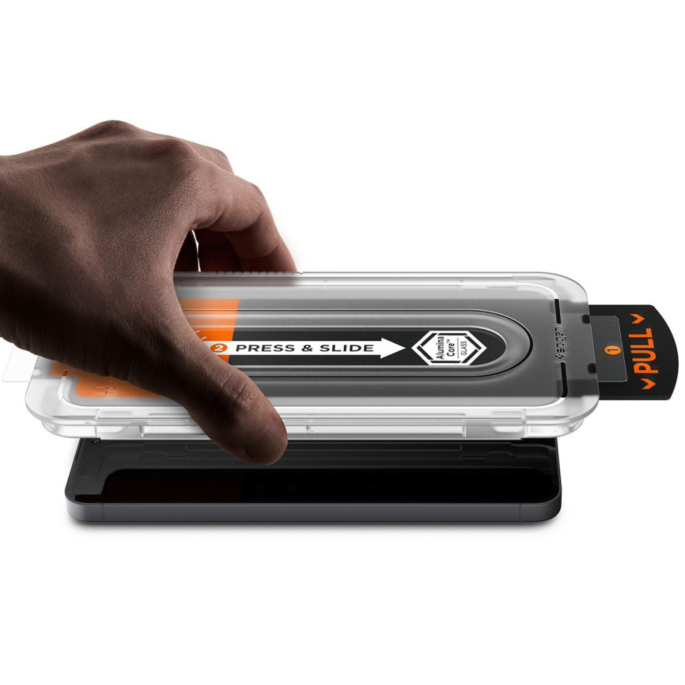 Προστατευτική Μεμβράνη Οθόνης Spigen GlastR EZ FIT Pro HD για Samsung Galaxy S25 FE, Ενισχυμένο Γυαλί, Full Glue AGL10203