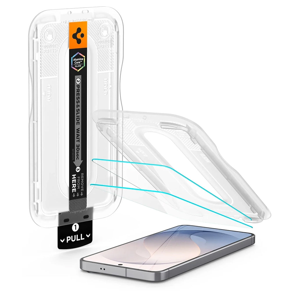 Προστατευτική μεμβράνη οθόνης Spigen GlastR EZ FIT Pro HD για Samsung Galaxy S26 FE S741, Ασφαλισμένο γυαλί, Πλήρης κόλλα, Σετ 2 τεμαχίων AGL11811