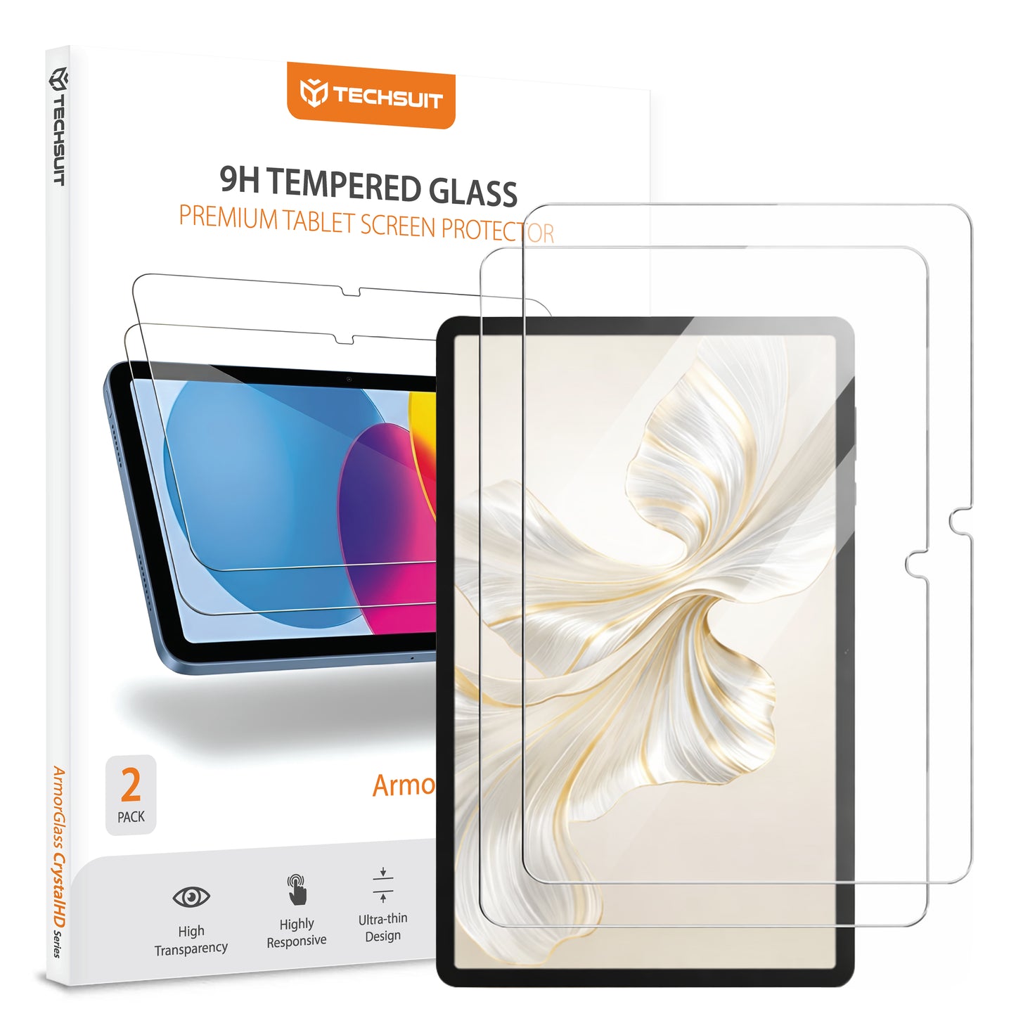 Προστατευτική Μεμβράνη Οθόνης Techsuit ArmorGlass CrystalHD για Honor Pad 10 / 9, Ενισχυμένο Γυαλί, Full Glue, Σετ 2 τεμαχίων