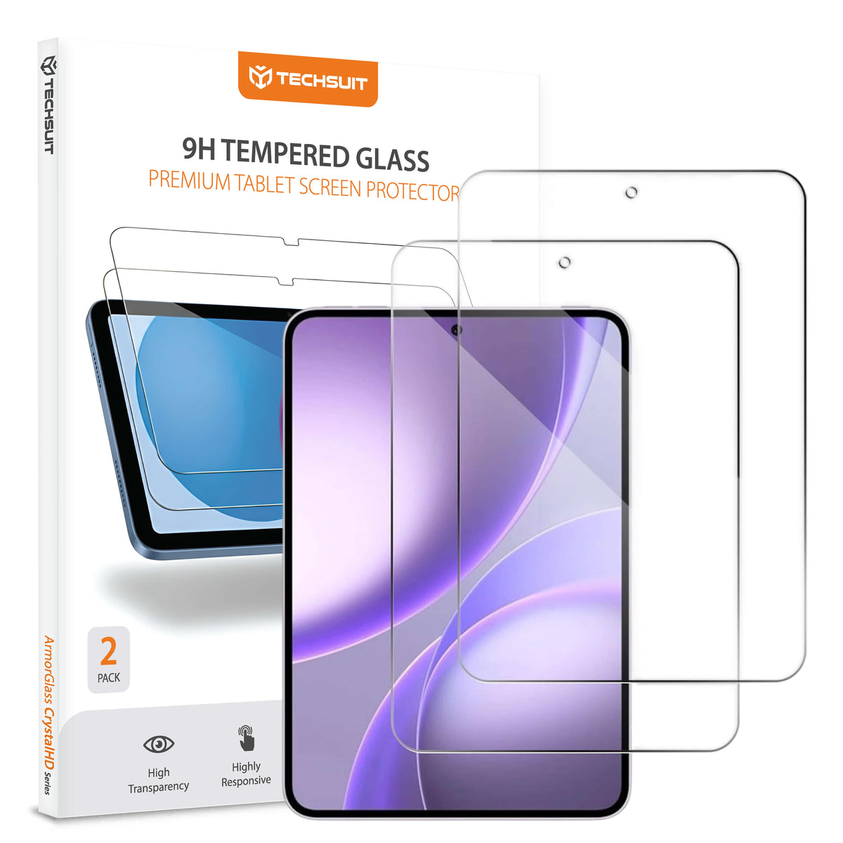 Προστατευτική μεμβράνη οθόνης Techsuit ArmorGlass CrystalHD για Oppo Pad Mini, Θωρακισμένο Γυαλί, Πλήρης Κόλλα, Σετ 2 τεμαχίων