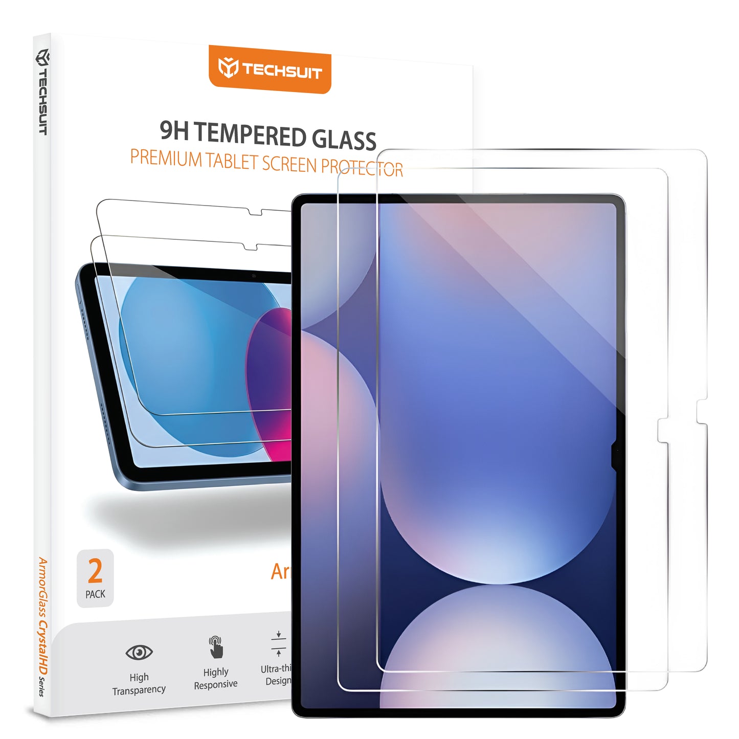 Προστατευτική Μεμβράνη Οθόνης Techsuit ArmorGlass CrystalHD για Samsung Galaxy Tab S10+ / Tab S9 FE+, Ενισχυμένο Γυαλί, Full Glue, Σετ 2 τεμαχίων