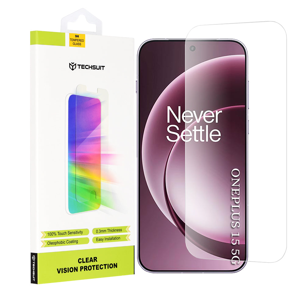 Προστατευτική Μεμβράνη Οθόνης Techsuit Clear Vision για OnePlus 15, Ενισχυμένο Γυαλί, Full Glue