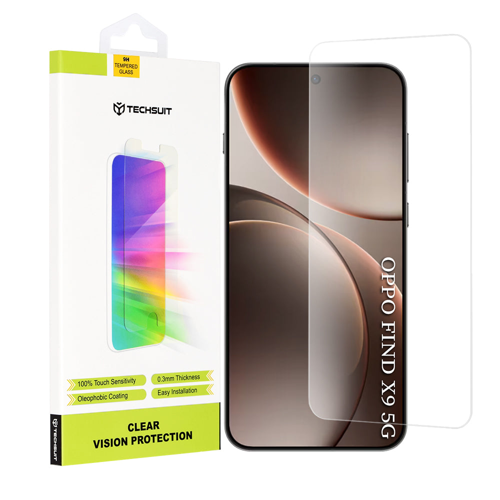 Προστατευτική Μεμβράνη Οθόνης Techsuit Clear Vision για Oppo Find X9, Ενισχυμένο Γυαλί, Full Glue