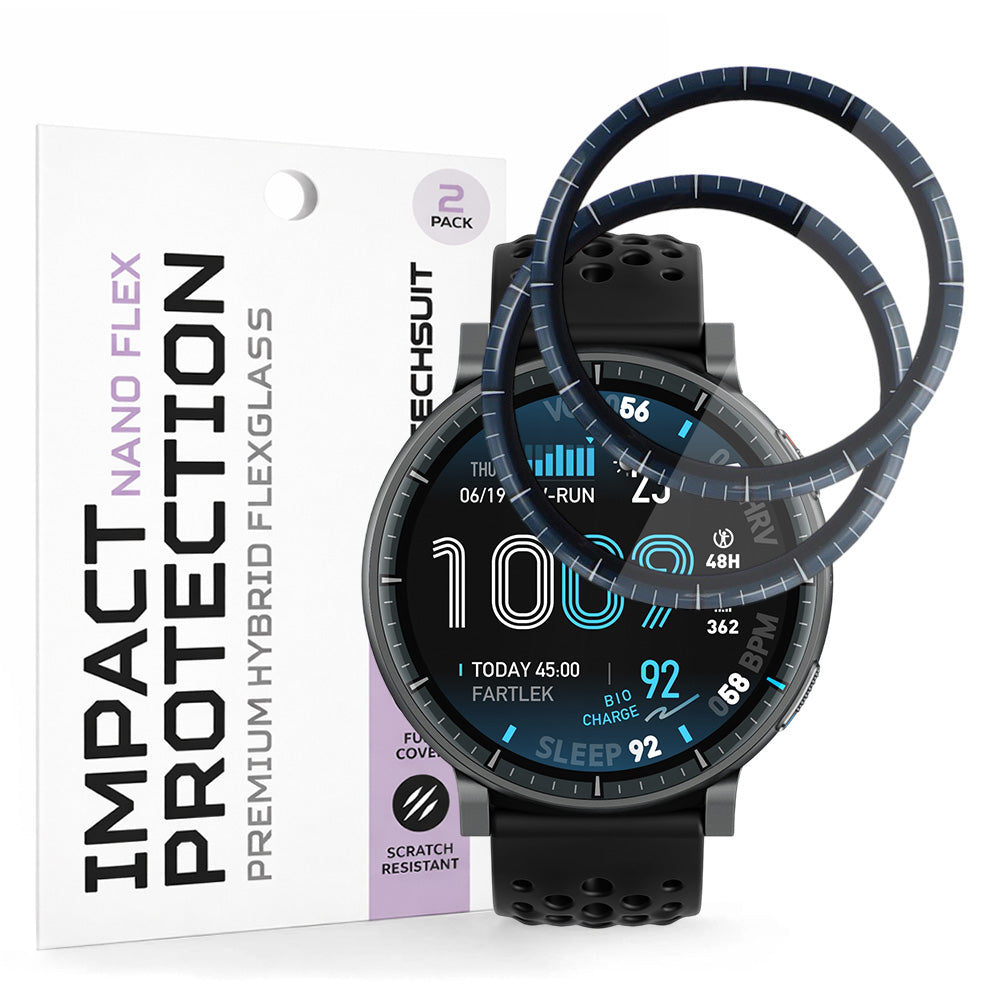 Προστατευτική Μεμβράνη Οθόνης Techsuit Nano Flex για Amazfit Active Max, Πλαστική, Σετ 2 τεμαχίων, Μαύρη