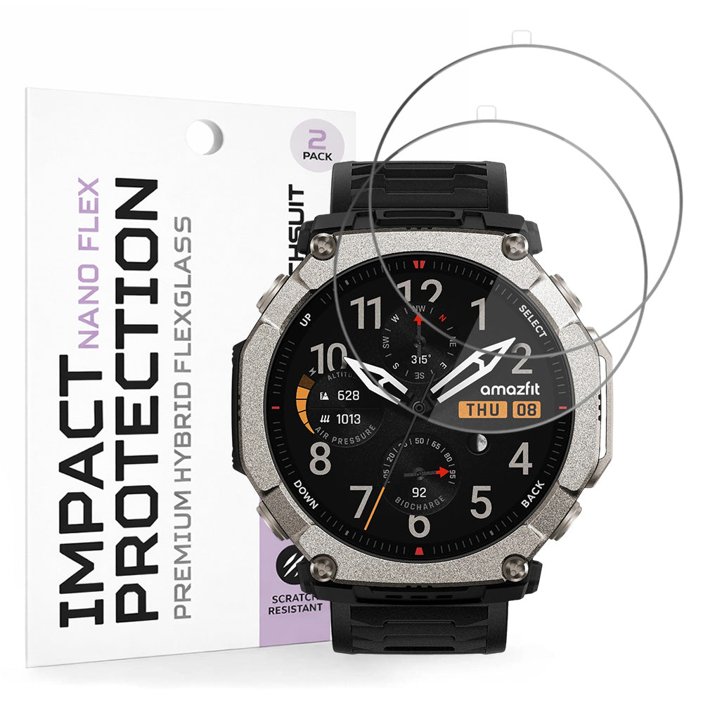 Προστατευτική Μεμβράνη Οθόνης Techsuit Nano Flex για Amazfit T-Rex Ultra 2, Πλαστική, Σετ 2 τεμαχίων, Μαύρη