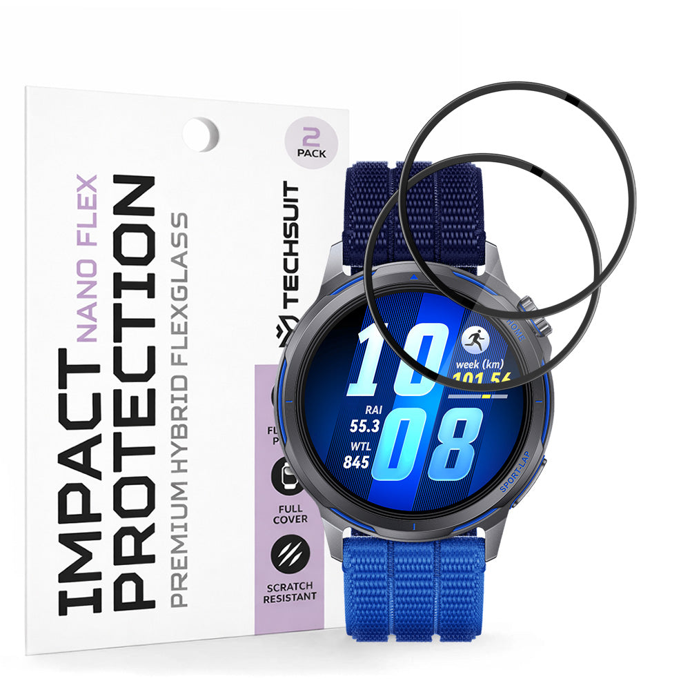Προστατευτική Μεμβράνη Οθόνης Techsuit Nano Flex για Huawei Watch GT Runner 2, Πλαστική, Σετ 2 τεμαχίων, Μαύρη