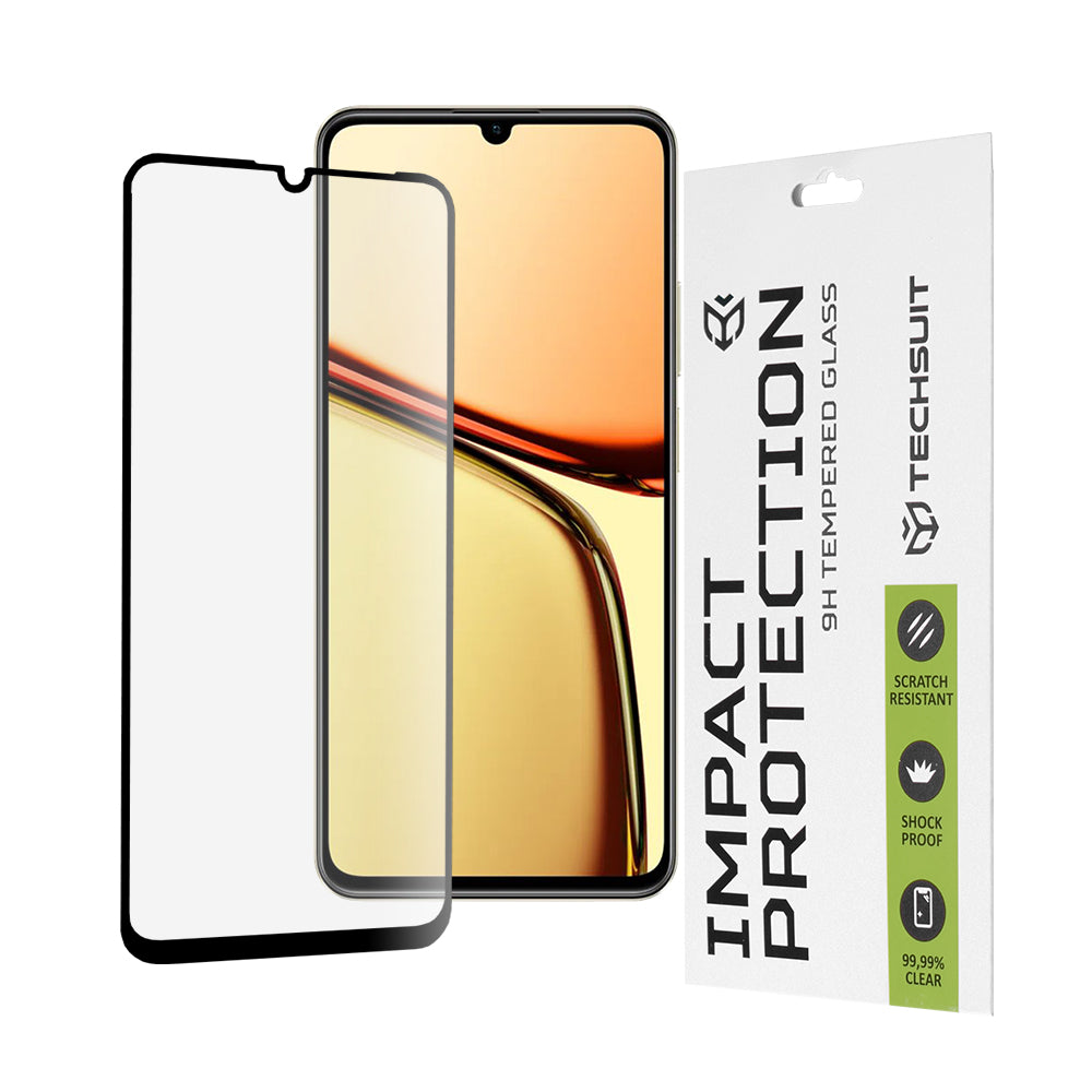 Προστατευτική Μεμβράνη Οθόνης Techsuit για Realme C63 / C61, Ενισχυμένο Γυαλί, Full Glue, 111D, Μαύρη