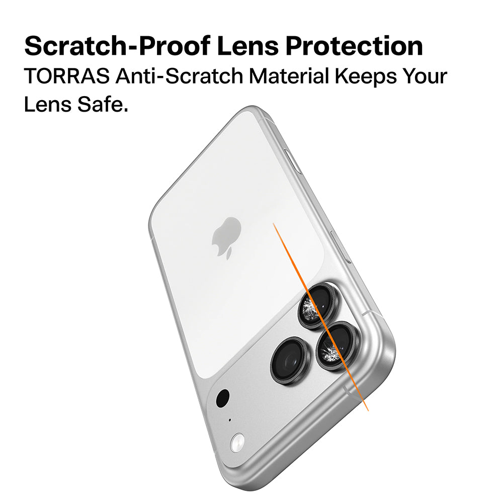 Προστατευτική μεμβράνη κάμερας πίσω Torras Lensguard για Apple iPhone 17 Pro Max / 17 Pro, Ασφαλισμένο γυαλί, Ασημί