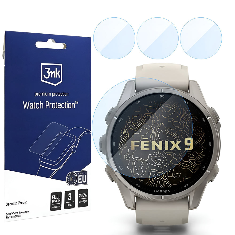 Προστατευτική Μεμβράνη 3MK FlexibleGlass για Garmin Fenix 9 43mm, Σετ 3 τεμαχίων, Ευέλικτο Γυαλί