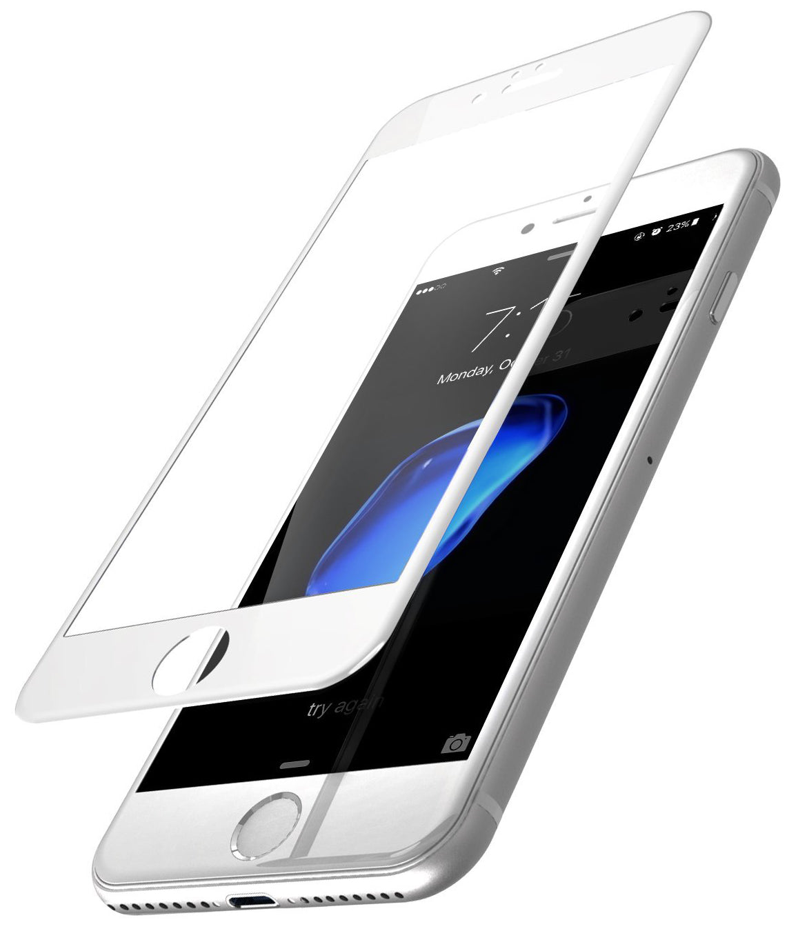 Προστατευτική Μεμβράνη Οθόνης OEM για Apple iPhone SE (2022) / SE (2020) / 8, Ενισχυμένο Γυαλί, Πλήρης Κόλληση, 5D, Λευκή