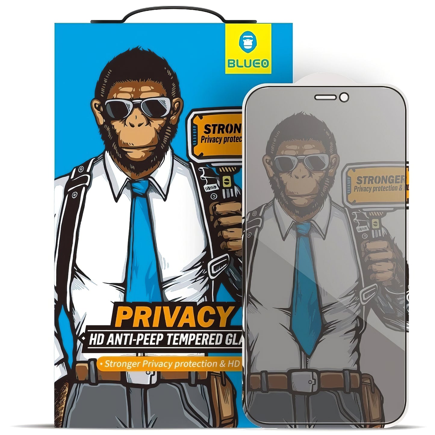 Προστατευτική Μεμβράνη Οθόνης Privacy Blueo για Apple iPhone 17e / 16e / 14 / 13 Pro, Ενισχυμένο Γυαλί, Πλήρης Κόλληση, 5D