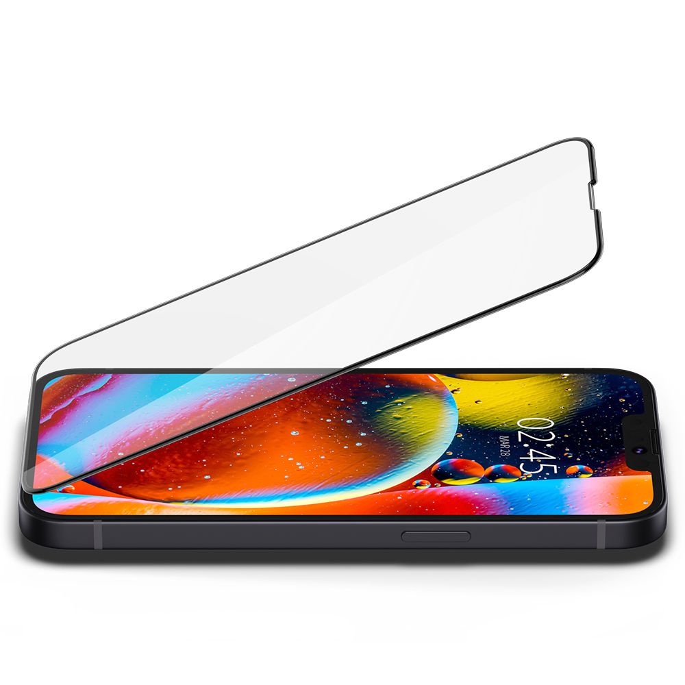 Προστατευτική Μεμβράνη Οθόνης Spigen GlastR Slim για Apple iPhone 17e / 16e / 14 / 13 Pro, Ενισχυμένο Γυαλί, Πλήρης Κόλληση, Μαύρη AGL03392