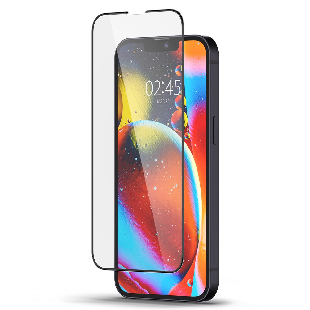 Προστατευτική Μεμβράνη Οθόνης Spigen GlastR Slim για Apple iPhone 17e / 16e / 14 / 13 Pro, Ενισχυμένο Γυαλί, Πλήρης Κόλληση, Μαύρη AGL03392
