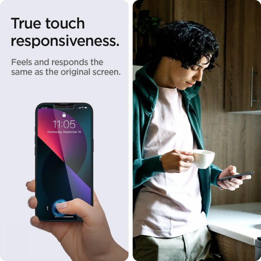 Προστατευτική Μεμβράνη Οθόνης Privacy Spigen GlastR EZ FIT για Apple iPhone 14 Plus / 13 Pro Max, Ενισχυμένο Γυαλί, Πλήρης Κόλληση, Σετ 2 τεμαχίων AGL03378