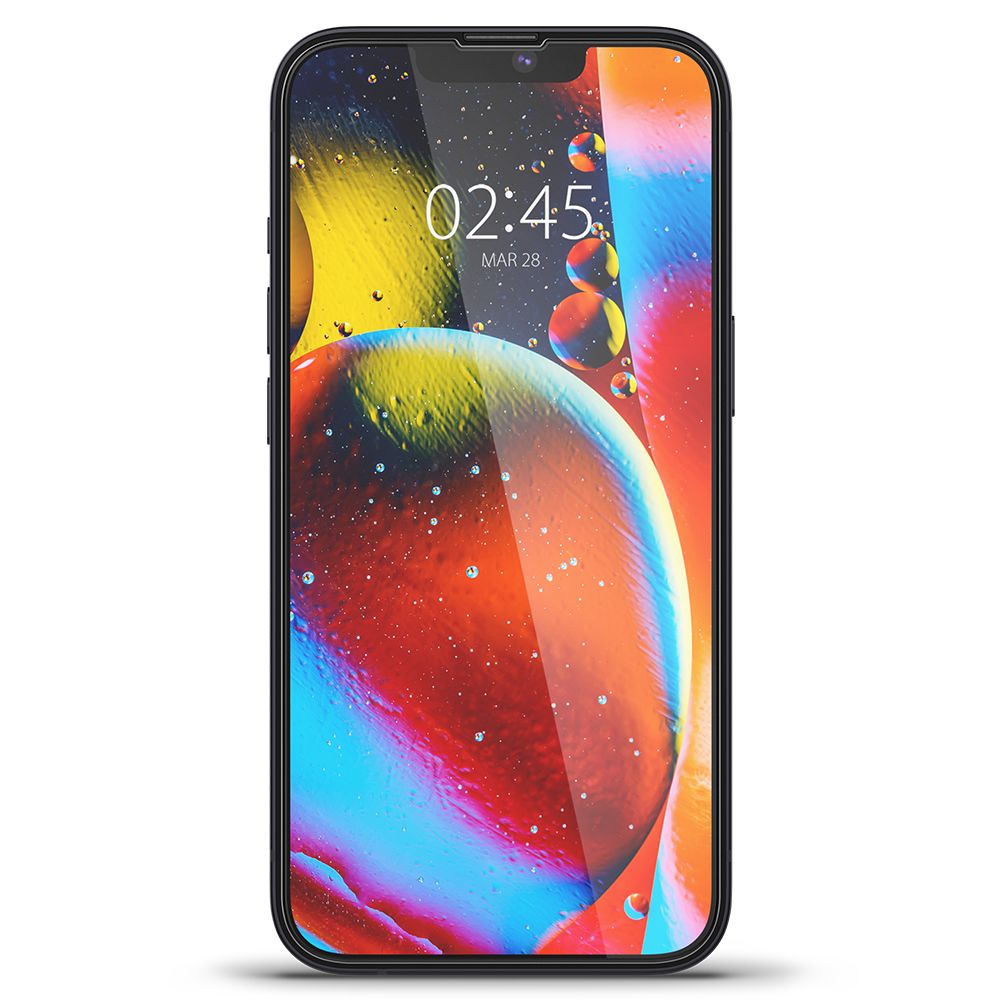 Προστατευτική Μεμβράνη Οθόνης Spigen GlastR Slim για Apple iPhone 17e / 16e / 14 / 13 Pro, Ενισχυμένο Γυαλί, Πλήρης Κόλληση, Μαύρη AGL03392