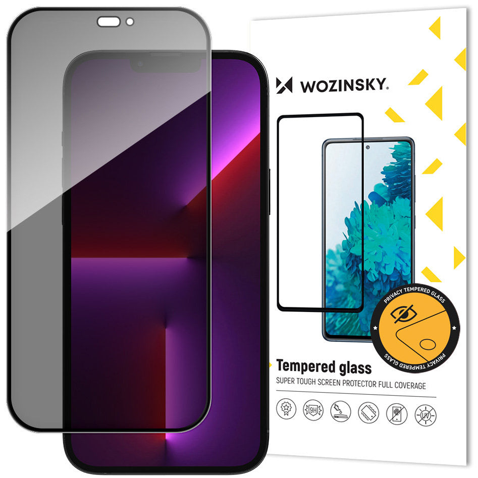 Προστατευτική μεμβράνη οθόνης Privacy WZK AntiSpy για Apple iPhone 14 Pro Max, Ασφαλισμένο γυαλί, Πλήρης κόλλα