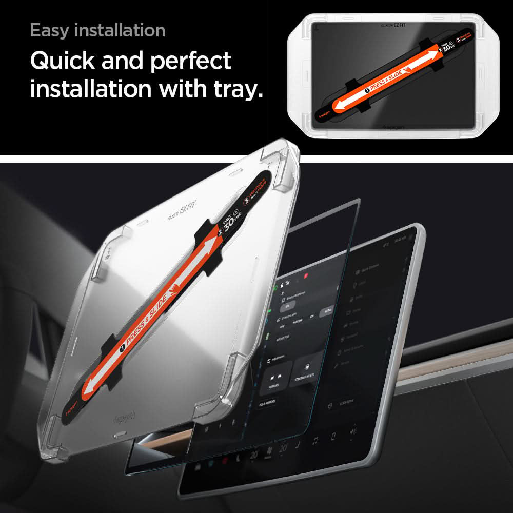 Προστατευτικό τζαμάκι Spigen GlastR EZ FIT Anti-Glare FC για την οθόνη πλοήγησης Tesla Y (2026 / 2025) / 3 (2026 / 2025 / 2024), Σκληρυμένο Γυαλί AGL07152