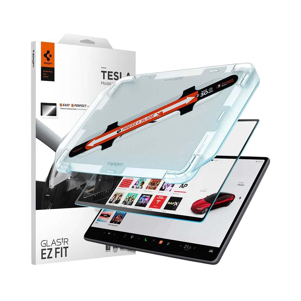 Προστατευτικό τζαμάκι Spigen GlastR EZ FIT Anti-Glare FC για την οθόνη πλοήγησης Tesla Y (2026 / 2025) / 3 (2026 / 2025 / 2024), Σκληρυμένο Γυαλί AGL07152