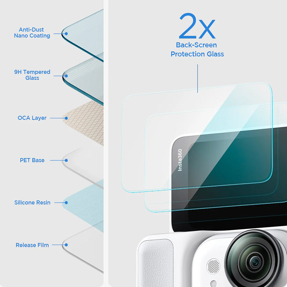 Spigen GlastR Slim Screen Protector for Insta360 Go Ultra, Tempered Glass, Set of 2 Pieces AGL11171