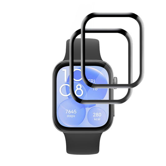 Προστατευτική Μεμβράνη Techsuit Nano Flex για Huawei Watch Fit 3, Σετ 2 τεμαχίων, Πλαστική, Μαύρη