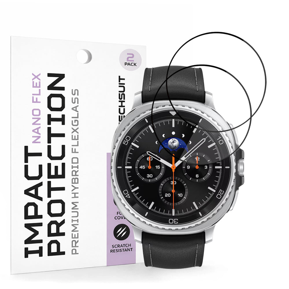 Προστατευτική Μεμβράνη Techsuit Nano Flex για Samsung Galaxy Watch8 Classic, Σετ 2 τεμαχίων, Πλαστική, Μαύρη