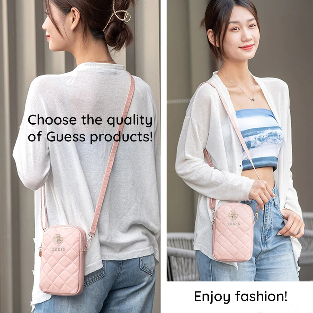 Τσάντα Καθολική για Τηλέφωνο, Guess, Quilted 4G, Ροζ