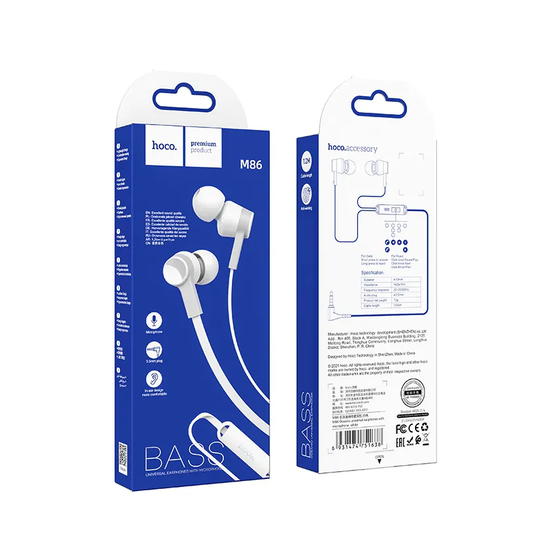 Handsfree 3.5mm HOCO M86, White