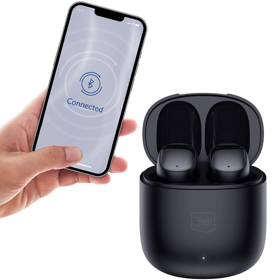 Handsfree Bluetooth 3MK FlowBuds, TWS, Μαύρο