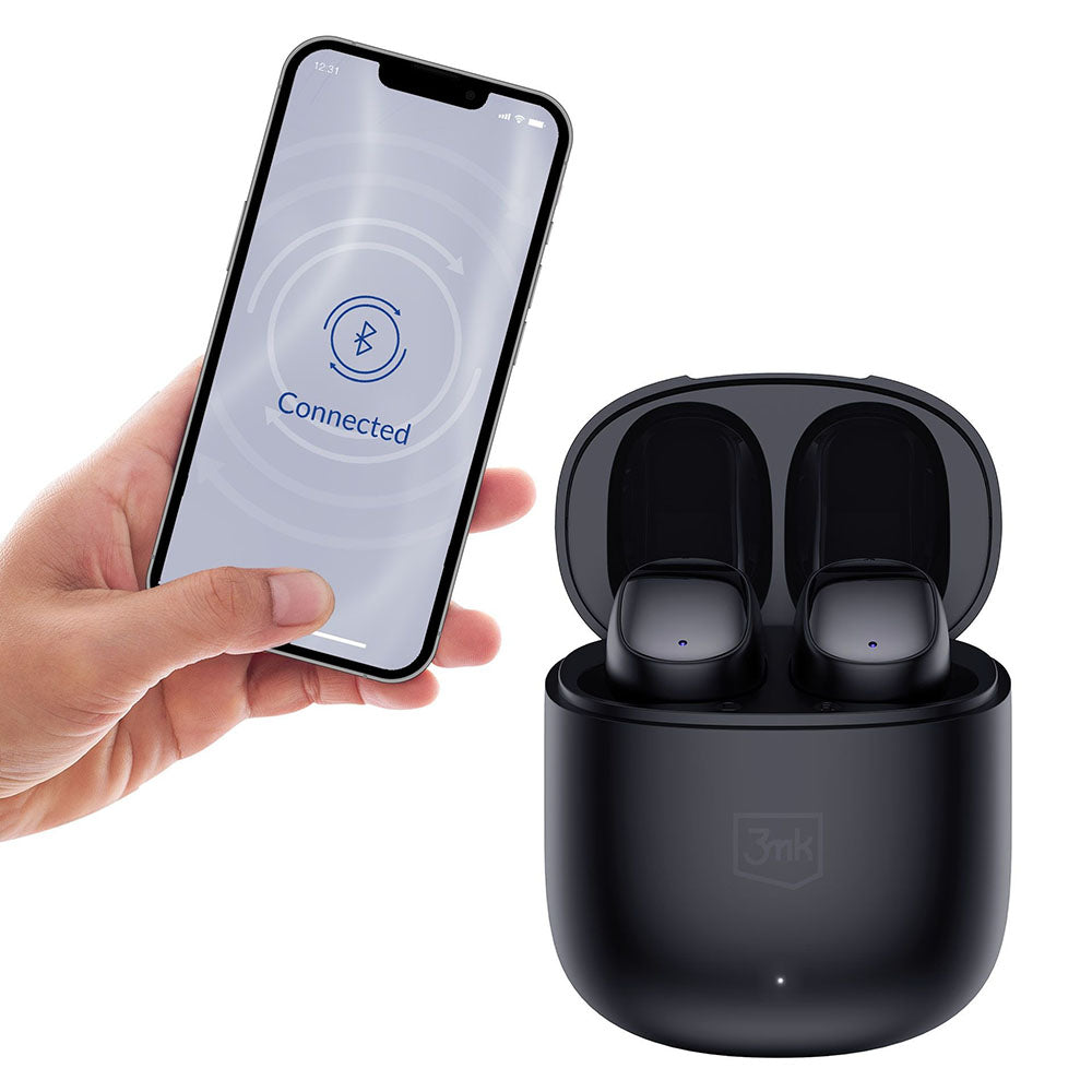 Handsfree Bluetooth 3MK FlowBuds, TWS, Μαύρο
