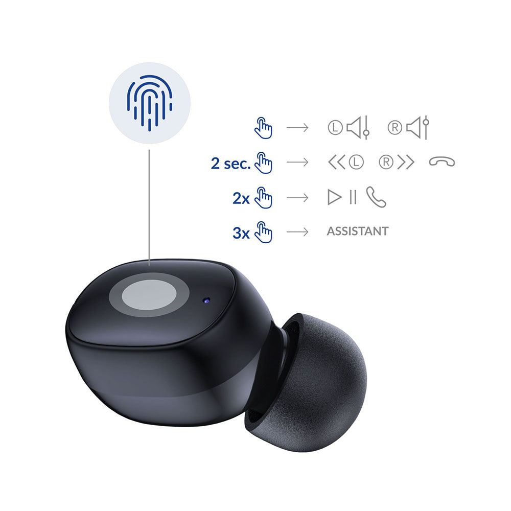 Handsfree Bluetooth 3MK FlowBuds, TWS, Μαύρο