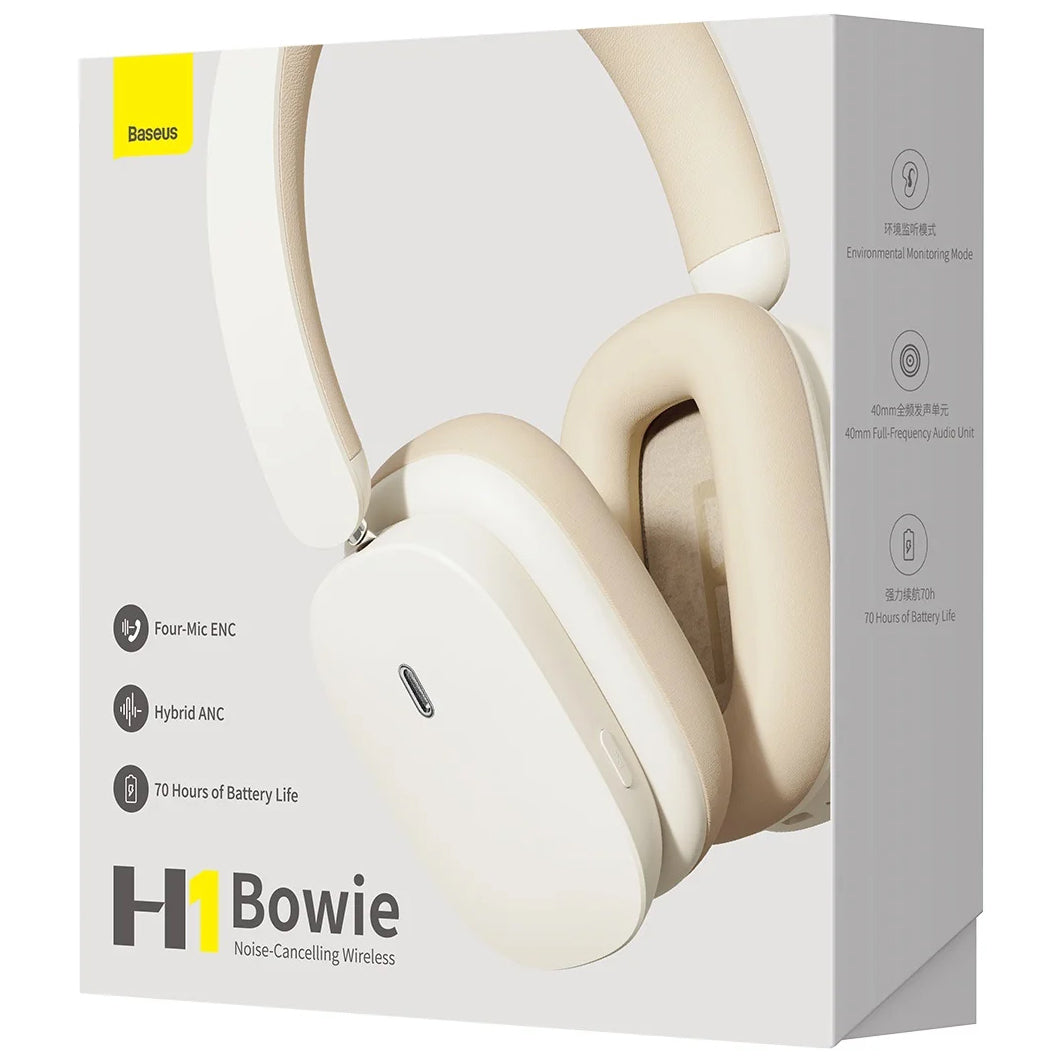 Handsfree Bluetooth Baseus Bowie H1, A2DP, ANC, Κρεμ NGTW230202