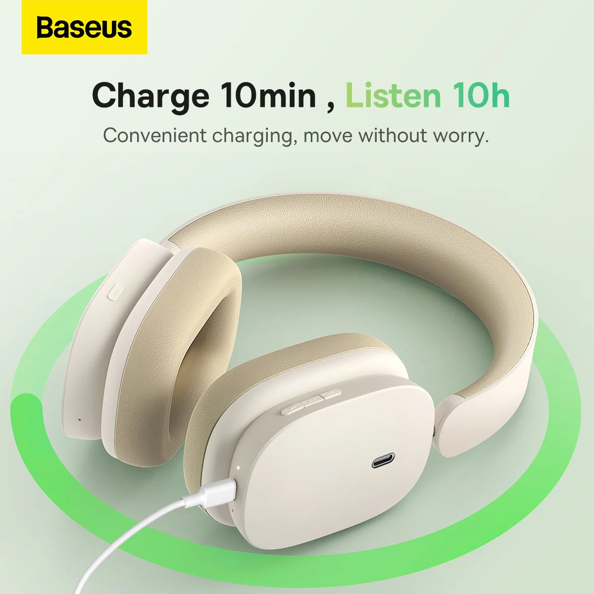 Handsfree Bluetooth Baseus Bowie H1, A2DP, ANC, Κρεμ NGTW230202